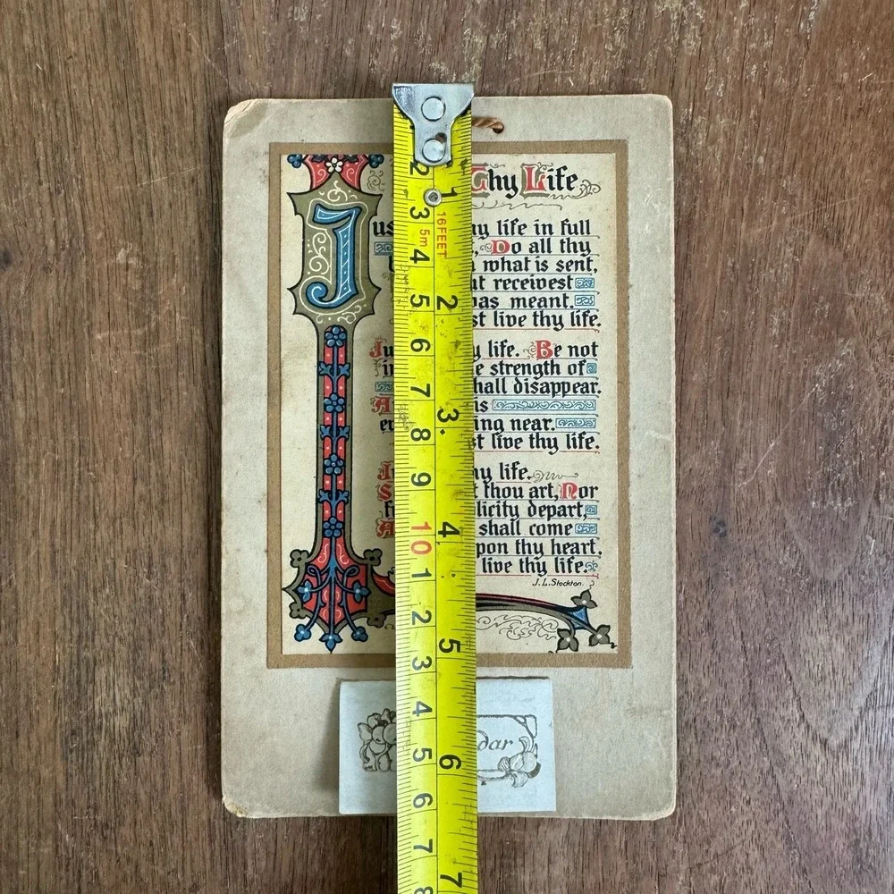 Vintage 1925 Life Thy Life‎ Poem J.L. Stockton & mini 12 month calendar
